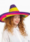 NessiWorld Sombrero Meksikaa Şapkası Renkli Örme Hasır Çocuk Boy