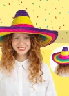 NessiWorld Sombrero Meksikaa Şapkası Renkli Örme Hasır Çocuk Boy