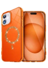 Newface Apple iPhone 11 Live Diamond Magsafe Kapak - Turuncu