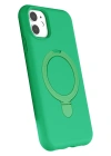 Newface Apple iPhone 11 Regal Magsafe Standlı Kapak - Yeşil
