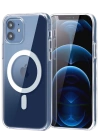 Newface Apple iPhone 12 Combo Sert Şeffaf Magsafe Kapak - Şeffaf