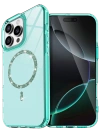 Newface Apple iPhone 14 Pro Max Live Diamond Magsafe Kapak - Yeşil