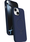 Newface Apple iPhone 15 Plus Regal Magsafe Standlı Kapak - Lacivert