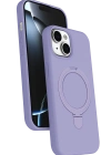 Newface Apple iPhone 15 Plus Regal Magsafe Standlı Kapak - Lila
