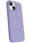 Newface Apple iPhone 15 Plus Regal Magsafe Standlı Kapak - Lila
