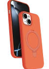 Newface Apple iPhone 15 Plus Regal Magsafe Standlı Kapak - Turuncu