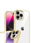 Newface Apple iPhone 15 Pro Max Razer Lensli Silikon - Gold