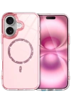 Newface Apple iPhone 16 Live Diamond Magsafe Kapak - Pembe