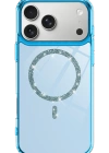 Newface Apple iPhone 17 Pro Live Diamond Magsafe Kapak - Mavi