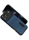 Newface Apple iPhone 17 Pro Sara Kartvizitli Deri Kılıf - Lacivert