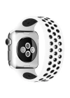 Newface Apple Watch 38mm Ayarlı Delikli Silikon Kordon - Beyaz-Siyah