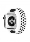 Newface Apple Watch 38mm Ayarlı Delikli Silikon Kordon - Beyaz-Siyah