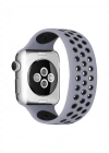 Newface Apple Watch 38mm Ayarlı Delikli Silikon Kordon - Gri-Siyah