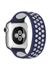 Newface Apple Watch 38mm Ayarlı Delikli Silikon Kordon - Lacivert-Beyaz