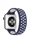 Newface Apple Watch 38mm Ayarlı Delikli Silikon Kordon - Lacivert-Beyaz