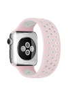 Newface Apple Watch 38mm Ayarlı Delikli Silikon Kordon - Pembe-Beyaz