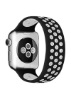 Newface Apple Watch 38mm Ayarlı Delikli Silikon Kordon - Siyah-Beyaz