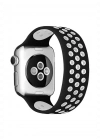 Newface Apple Watch 38mm Ayarlı Delikli Silikon Kordon - Siyah-Beyaz