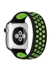 Newface Apple Watch 38mm Ayarlı Delikli Silikon Kordon - Siyah-Yeşil