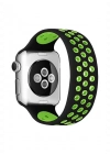 Newface Apple Watch 38mm Ayarlı Delikli Silikon Kordon - Siyah-Yeşil