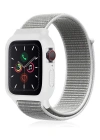 Newface Apple Watch 38mm Hasırlı Cırtcırtlı Kasalı Kordon - Beyaz