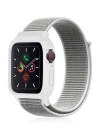 Newface Apple Watch 38mm Hasırlı Cırtcırtlı Kasalı Kordon - Beyaz