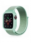Newface Apple Watch 38mm Hasırlı Cırtcırtlı Kasalı Kordon - Turkuaz