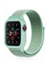 Newface Apple Watch 38mm Hasırlı Cırtcırtlı Kasalı Kordon - Turkuaz