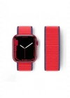 Newface Apple Watch 38mm Hasırlı Cırtcırtlı Kordon - Lacivert-Kırmızı