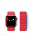 Newface Apple Watch 38mm Hasırlı Cırtcırtlı Kordon - Lacivert-Kırmızı
