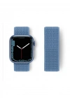 Newface Apple Watch 38mm Hasırlı Cırtcırtlı Kordon - Mavi