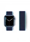 Newface Apple Watch 38mm Hasırlı Cırtcırtlı Kordon - Mavi-Lacivert
