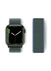 Newface Apple Watch 38mm Hasırlı Cırtcırtlı Kordon - Mavi-Yeşil