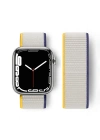 Newface Apple Watch 38mm Hasırlı Cırtcırtlı Kordon - Sarı-Beyaz