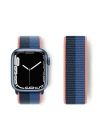 Newface Apple Watch 38mm Hasırlı Cırtcırtlı Kordon - Siyah-Mavi