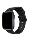 Newface Apple Watch 38mm KR408 Çizgili Silikon Kordon - Siyah