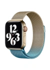 Newface Apple Watch 38mm Metal Mıknatıslı Kordon - Metalik Gold-Mavi