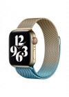 Newface Apple Watch 38mm Metal Mıknatıslı Kordon - Metalik Gold-Mavi