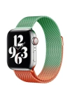 Newface Apple Watch 38mm Metal Mıknatıslı Kordon - Turuncu-Yeşil