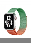 Newface Apple Watch 38mm Metal Mıknatıslı Kordon - Turuncu-Yeşil