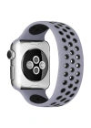 Newface Apple Watch 42mm Ayarlı Delikli Silikon Kordon - Gri-Siyah