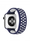 Newface Apple Watch 42mm Ayarlı Delikli Silikon Kordon - Lacivert-Beyaz