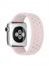 Newface Apple Watch 42mm Ayarlı Delikli Silikon Kordon - Pembe-Beyaz