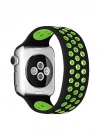 Newface Apple Watch 42mm Ayarlı Delikli Silikon Kordon - Siyah-Yeşil