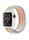 Newface Apple Watch 42mm Hasırlı Cırtcırtlı Kasalı Kordon - Gökkuşağı 2