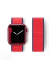 Newface Apple Watch 42mm Hasırlı Cırtcırtlı Kordon - Kırmızı