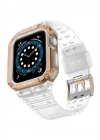 Newface Apple Watch 42mm KR401 Silikon Kordon - Beyaz-Rose