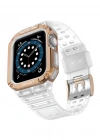Newface Apple Watch 42mm KR401 Silikon Kordon - Beyaz-Rose