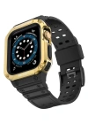 Newface Apple Watch 42mm KR401 Silikon Kordon - Siyah-Gold