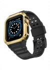 Newface Apple Watch 42mm KR401 Silikon Kordon - Siyah-Gold